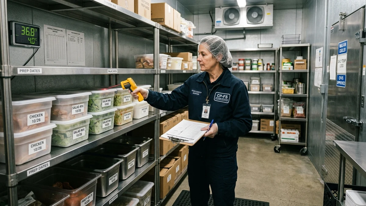 Food safety research desk conducting microbiological compliance review and regulatory verification